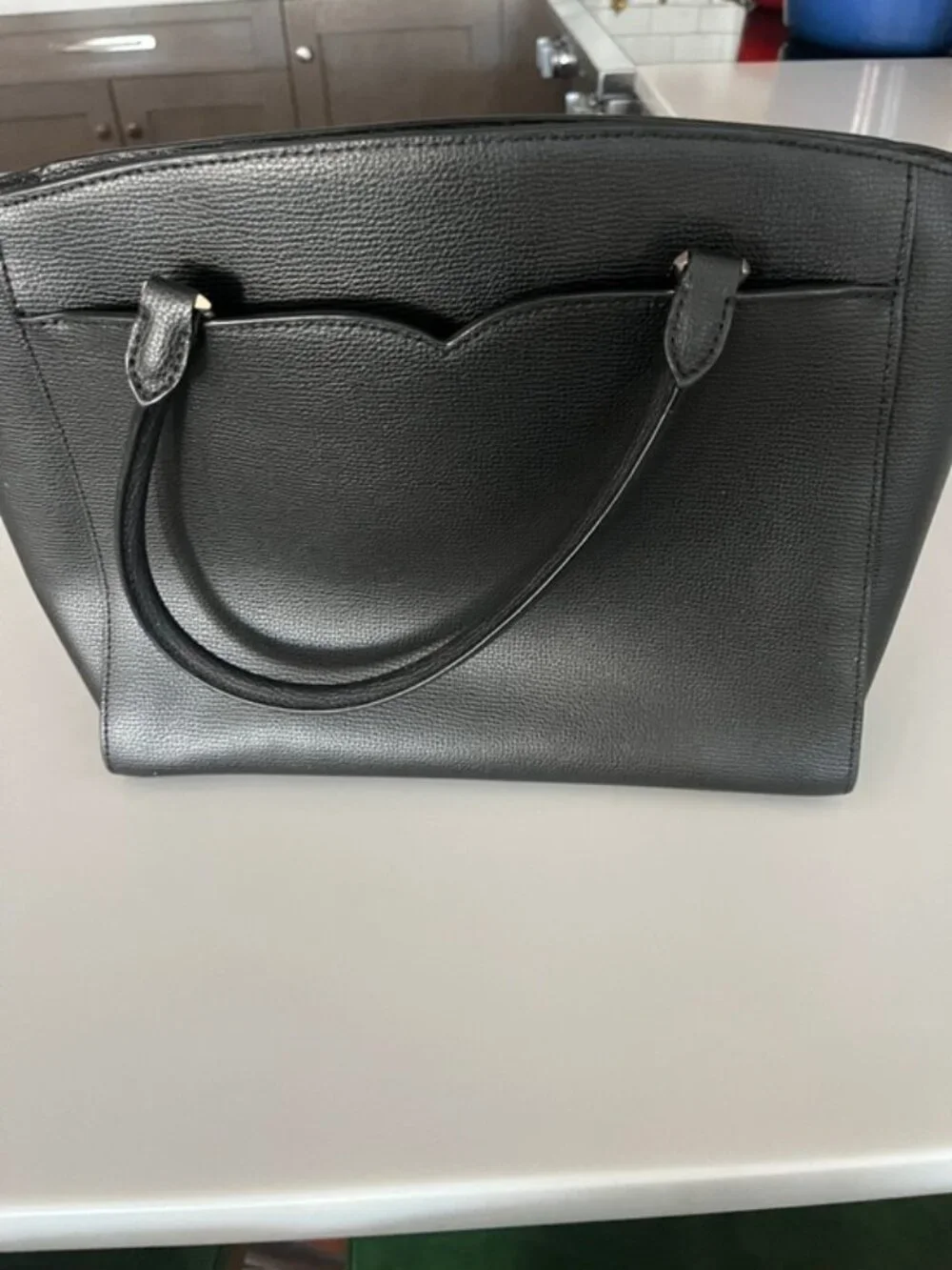 Kate Spade New York Black Pebbled Leather Structured Tote Handbag